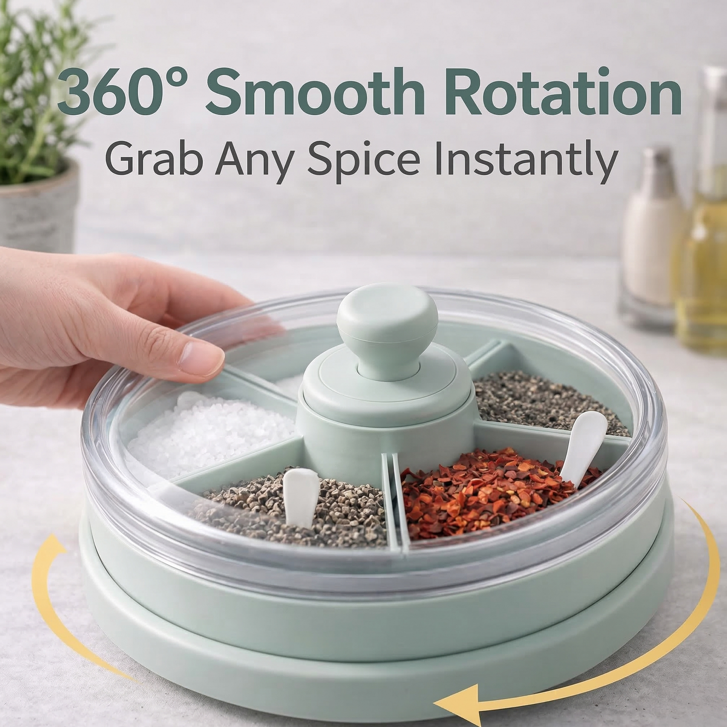 ✨ Lazy Kitchen Favorite: 5-in-1 Rotating Spice Box With Spoons