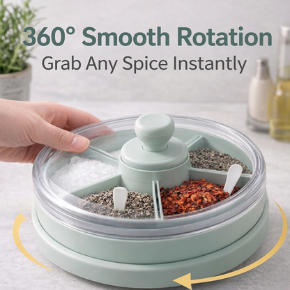 ✨ Lazy Kitchen Favorite: 5-in-1 Rotating Spice Box With Spoons