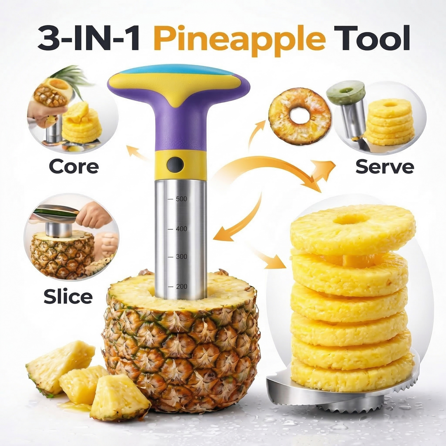 🍍 Fresh Fruit Made Easy: Stainless Steel Pineapple Corer & Slicer