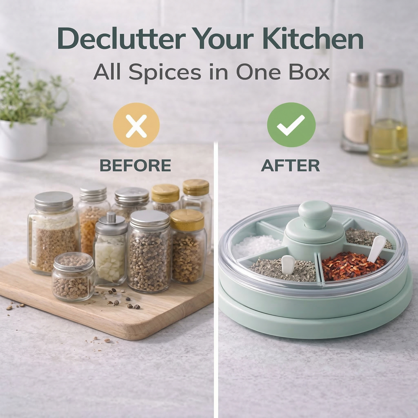 ✨ Lazy Kitchen Favorite: 5-in-1 Rotating Spice Box With Spoons