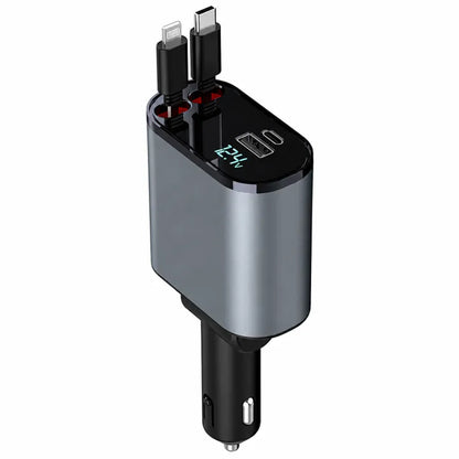 4-in-1 Retractable Car Charger 66W Fast Charging